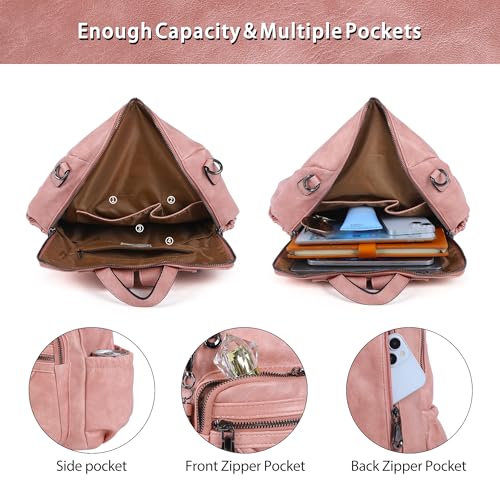 Angel Kiss Women's PU Leather Zipper Casual Backpacks & Shoulder Bags for Everyday Use - Durable & Stylish - Multiple Co