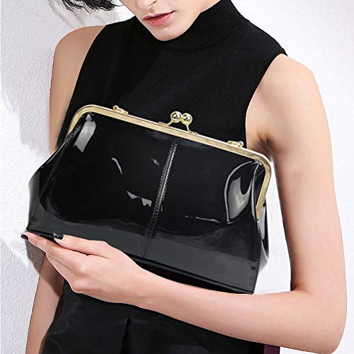 Vintage Kiss Lock Shiny Patent Leather Evening Clutch Purse for Women
| MICOM Shiny Patent Leather Evening Clutch Purse
