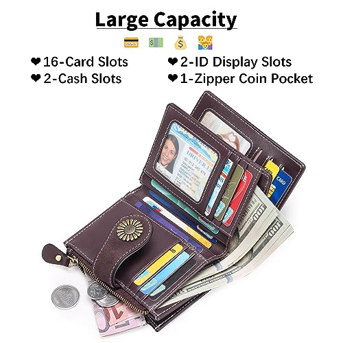 Small RFID Blocking Leather Bifold Wallet for Women with ID Window
| Women's RFID Blocking Leather Credit Card Holder S