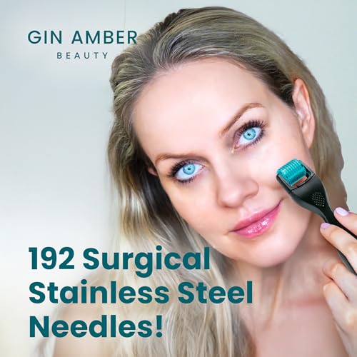 Gin Amber Beauty 192 Real Individual Needles Derma Roller for Face Beard and Scalp Care - 0.25mm Micro Needling Roller w